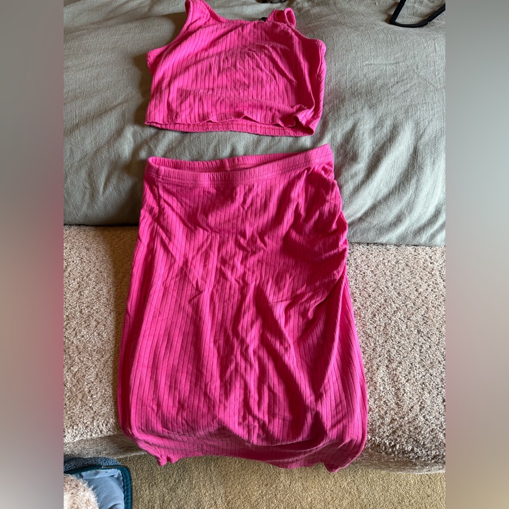 Vibrant Pink Women's Skirt Set